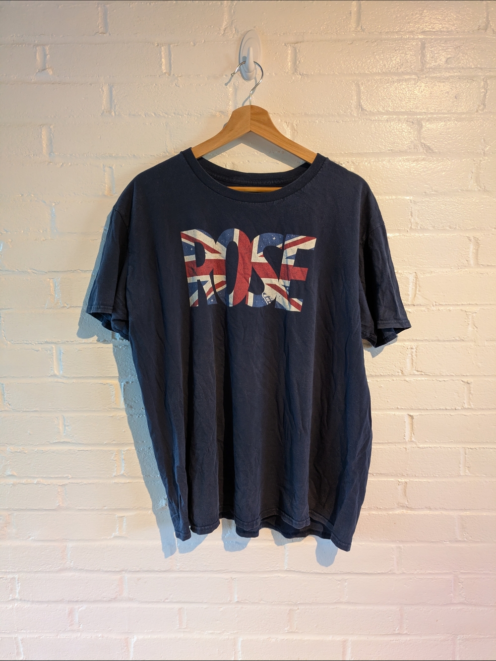 Navy Short-Sleeve Graphic Tee with Union Jack Motif